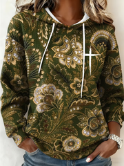Women's Faith Art Printed large-sized hooded sweatshirt