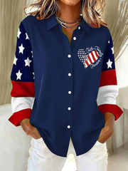 Women's Vintage Flag And Cross Print shirts