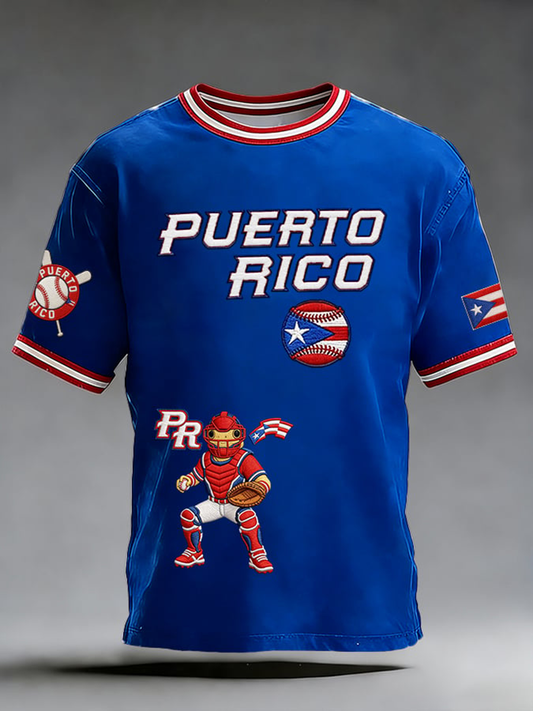 Men's Puerto Rico Baseball Short Sleeves T-shirt