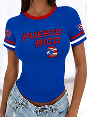 Women's Puerto Rico Baseball Short-sleeved T-shirt