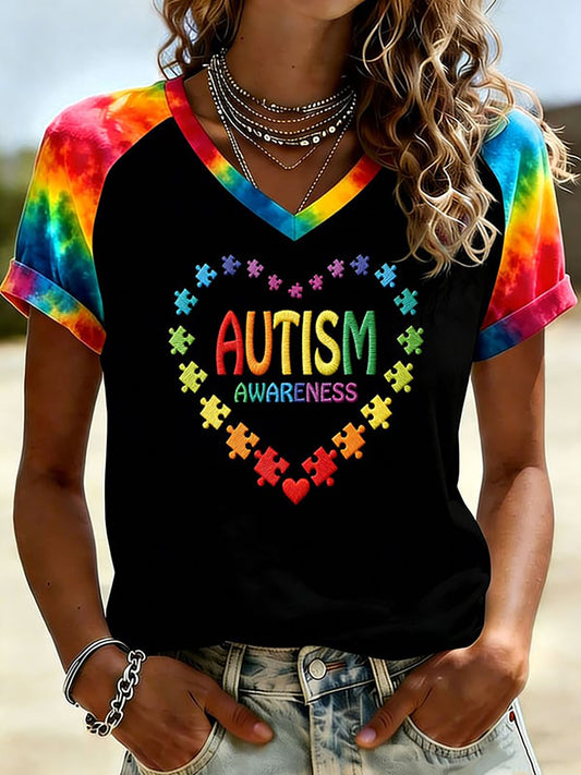 Women's Autism Acceptance V-Neck T-shirt