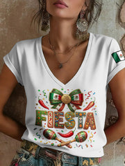 Women's Mexico Art Cinco De Mayo Printed T-Shirt