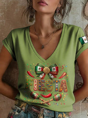 Women's Mexico Art Cinco De Mayo Printed T-Shirt