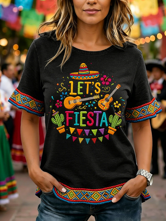 Women's Cinco De Mayo Print Casual Ruffle Sleeve Tee