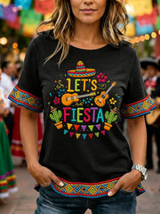 Women's Cinco De Mayo Print Casual Ruffle Sleeve Tee