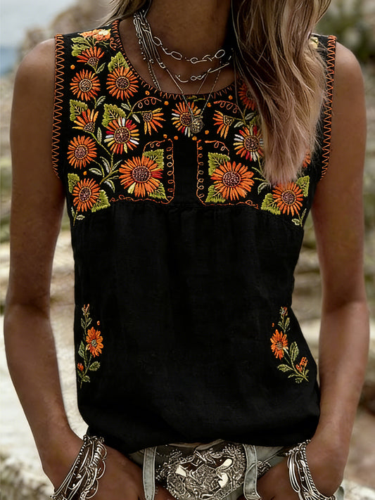 Women's Mexican Floral Vest Top