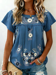 Women's Mexican Floral Short Sleeves Shirt