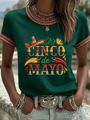 Women's Cinco de Mayo Print Casual T-Shirt