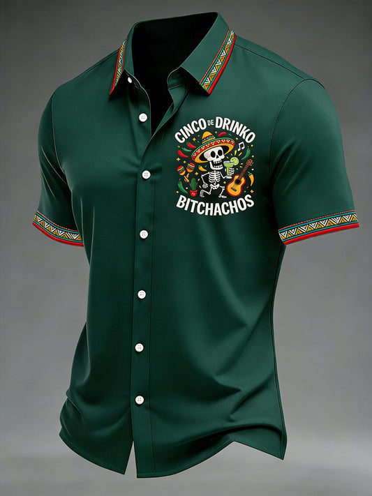 Men's Cinco De Mayo Print Short-Sleeve Shirt