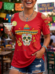 Women's Viva La Fiesta! Skeleton Print Casual Top