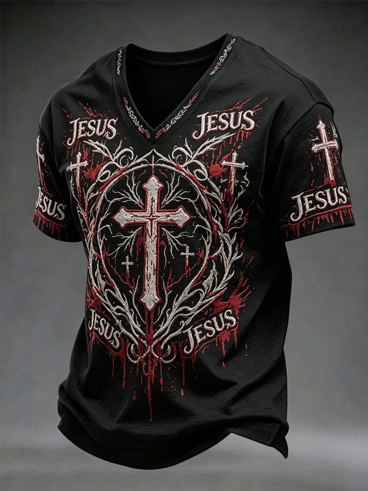 Men's Faith JESUS V-neck T-shirt