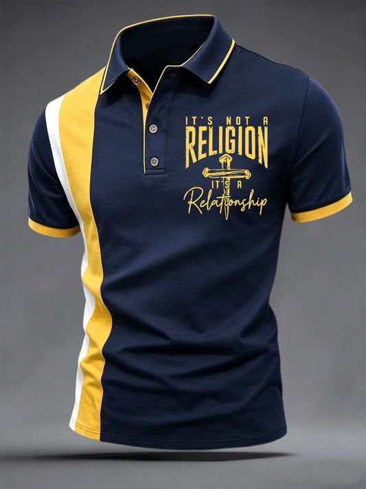 Men's Christian Cross Print Casual Polo
