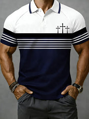 Men's Christian Cross Print Casual Polo