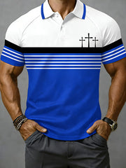 Men's Christian Cross Print Casual Polo