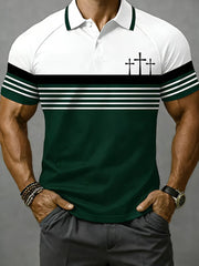 Men's Christian Cross Print Casual Polo