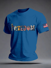 Men's Freedom Embroidery Pattern T-Shirt