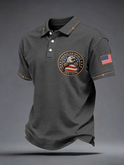 Men's American Spirit Embroidered Pattern Polo Shirt