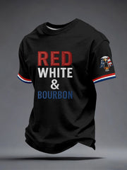 Men's Red White and Blue Embroidered Pattern T-Shirt
