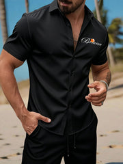 Men's Satin Puerto Rico Print Vacation Shirt
