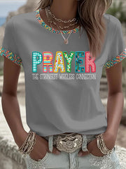 Women's Prayer The Strongest Wireless Connection Printed Casual T-Shirt
