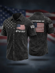 Men's Independence Day USA Flag Print Print Casual Patriotic Short Sleeve Shirt