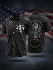 Men's Independence Day USA Flag Print Print Casual Patriotic Short Sleeve Shirt