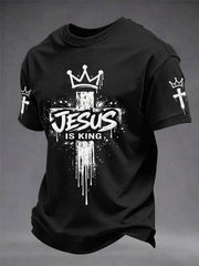 Men's Christian Jesus Is King Cross Short Sleeve T-shirt