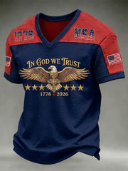Men's In God We Trust Printed V-neck T-shirt