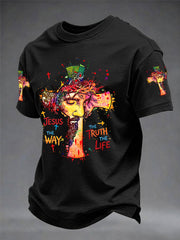 Men's Jesus The Way The Truth The Life Print Casual Tee