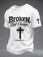 Men's Christian Cross Broken But Chosen Print Tee