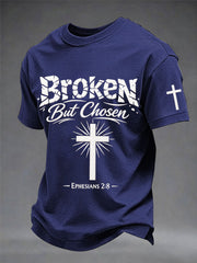 Men's Christian Cross Broken But Chosen Print Tee