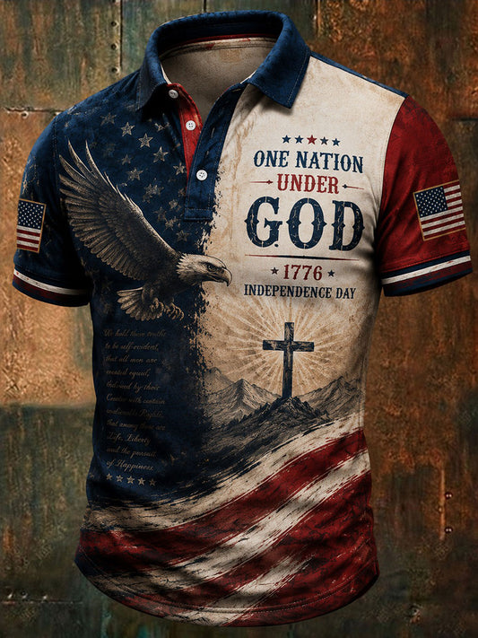 Men's America Flag God Bless America Printed Shirt
