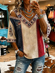 Women's America Floral Print Casual Top