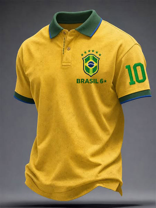 Men's Brazil Football Lover Printed Casual Tops