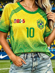 Women's Brazil Football Lover Printed T-shirt