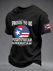 Men's Puerto Rico Printed imitation cotton short-sleeved T-shirt