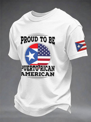 Men's Puerto Rico Printed imitation cotton short-sleeved T-shirt