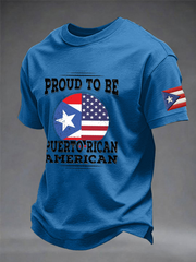 Men's Puerto Rico Printed imitation cotton short-sleeved T-shirt