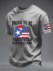 Men's Puerto Rico Printed imitation cotton short-sleeved T-shirt