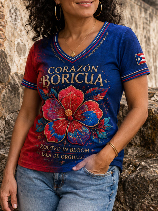Women's Puerto Rico Pride Printed Linen T-shirt