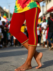 Women's Juneteenth Print Casual Cropped Leggings