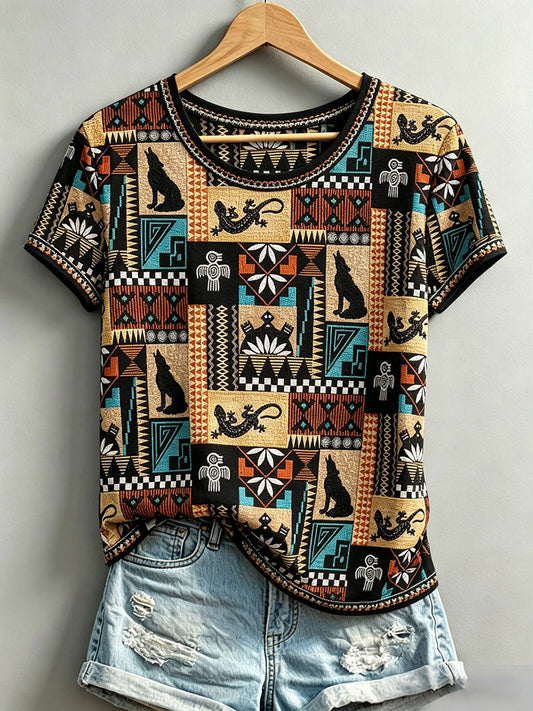 Women's Indigenous Print Casual T-Shirt