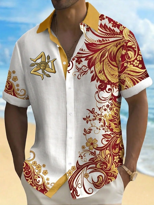 Men's Sicilia Trinacria Short Sleeve Shirt