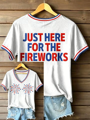 Women's Just Here For The Fireworks V-Neck T-Shirt