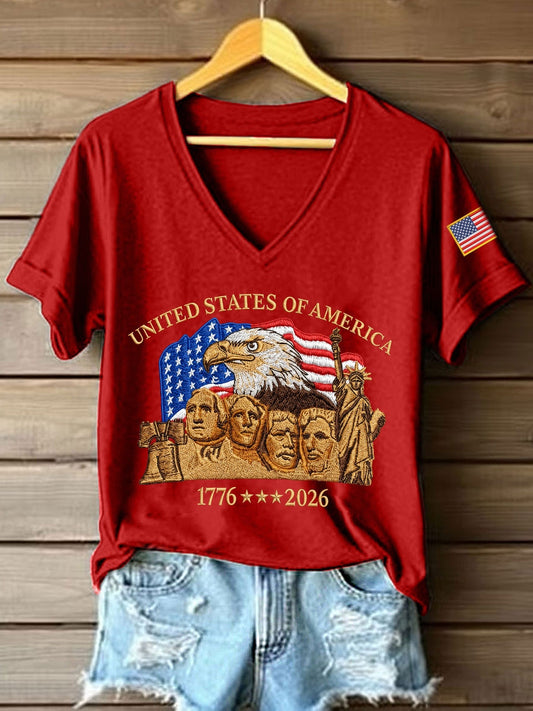 Women's USA V-Neck T-Shirt