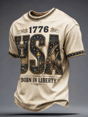 Men's 4th of July Independence Day Art Printed T-shirt