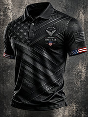 Men's Independence Day Land Of The Free Print Casual Patriotic Polo