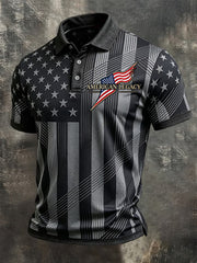 Men's Independence Day USA Flag Print Casual Patriotic Polo