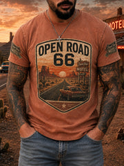 Men's Retro 66 Road Club Print Casual Tee