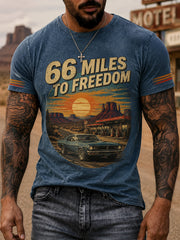 Men's Retro 66 Road Club Print Casual Tee
